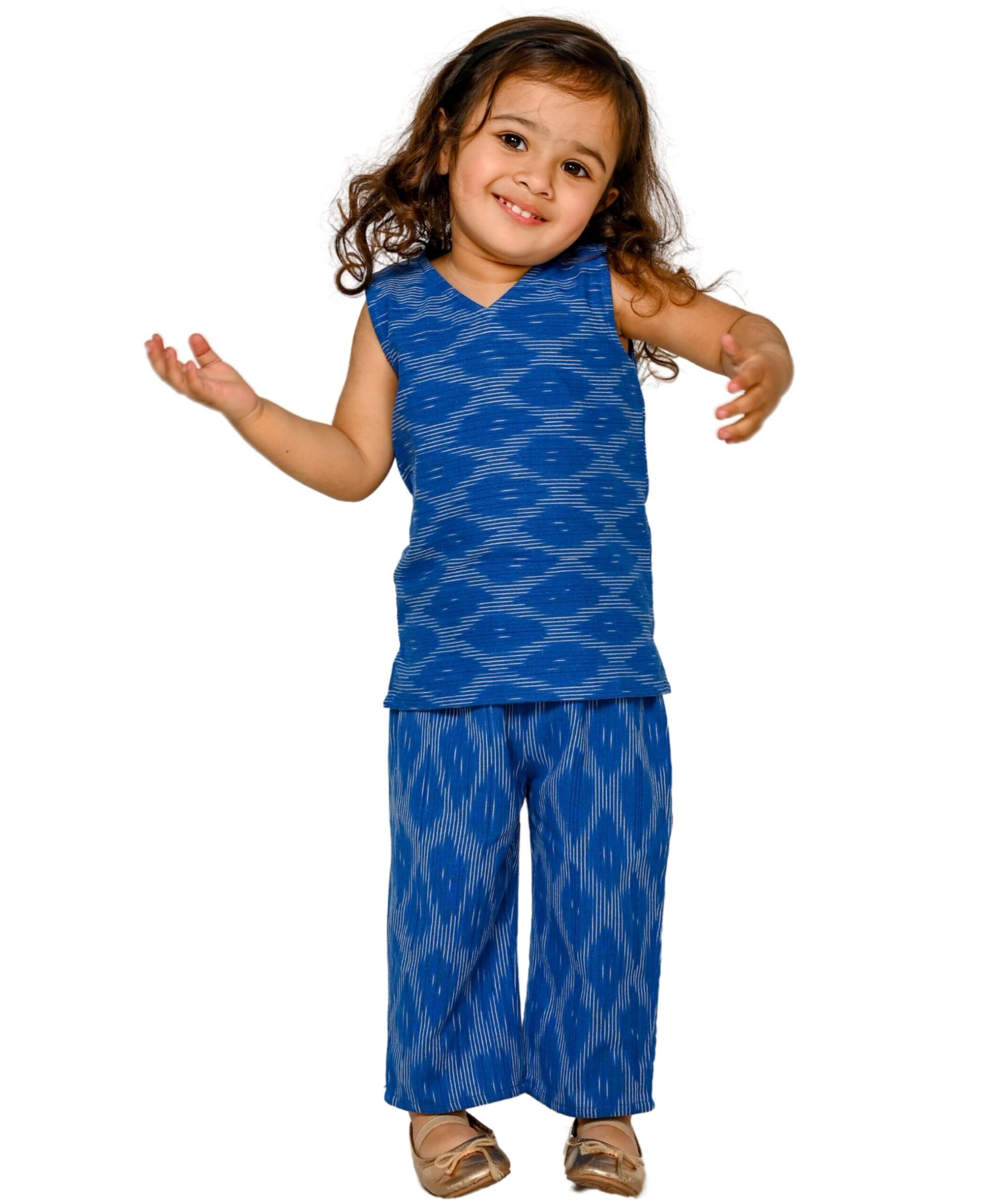 Baby Girl Cotton Clothes Top & Pant Co-ord Set – Blue