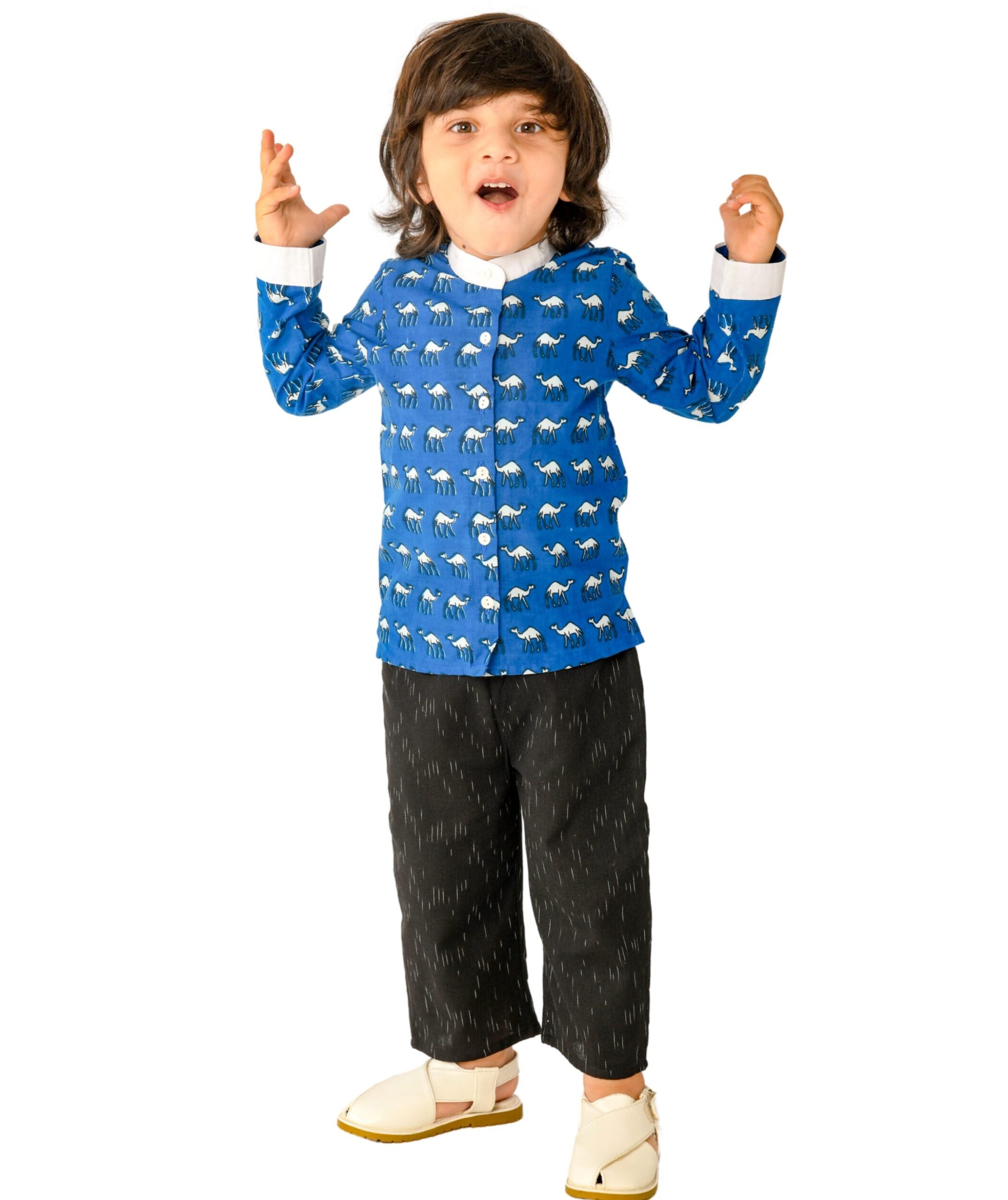 Baby Boys' Cotton Clothes Shirt Pant Set 1-2 Years Blue Black Kids Wear Ethnic Festivals Kurta Pajama Long Sleeves Children Party Dresses Tiny Bunnies 1 2 3 4