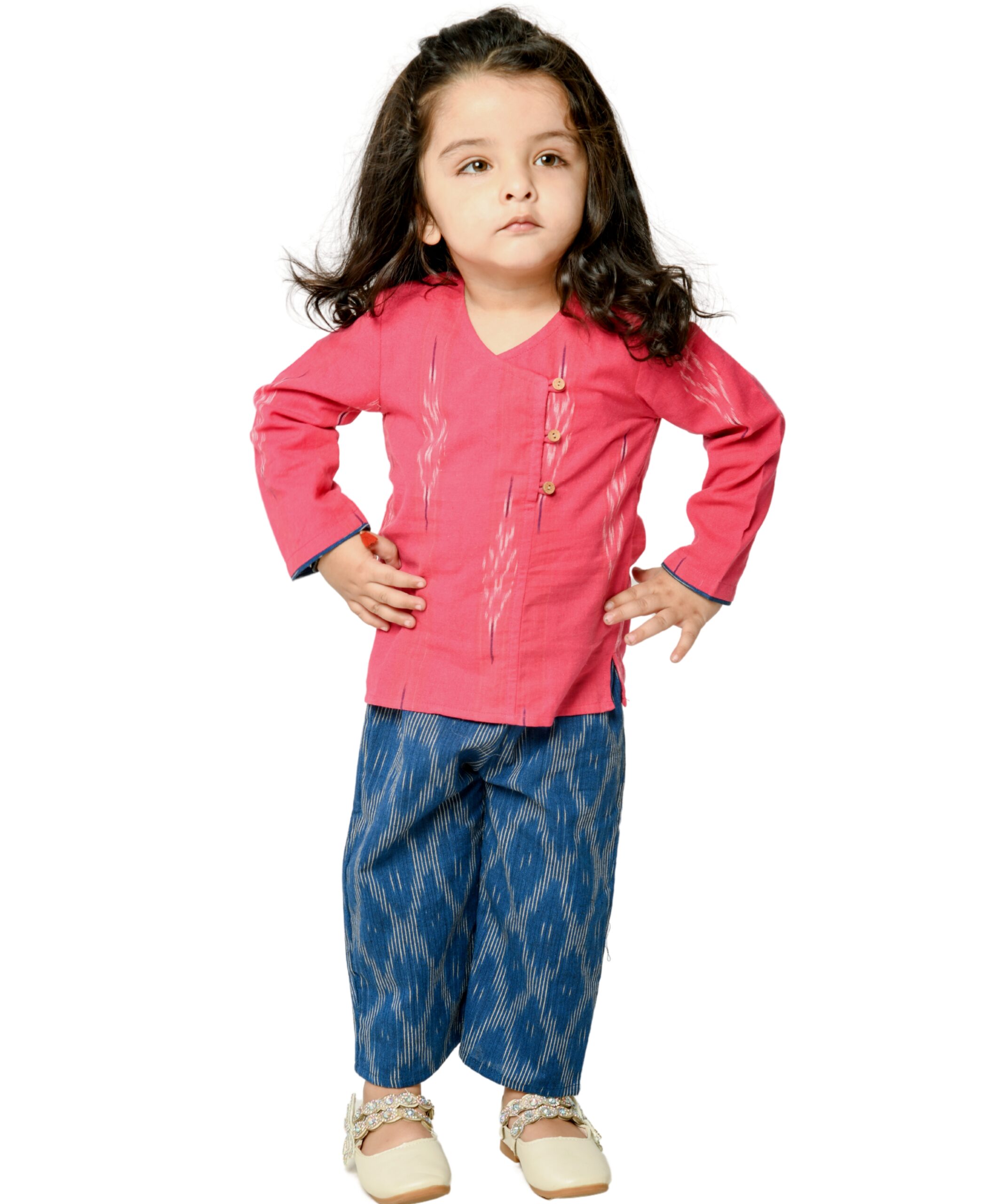 Baby Girls Cotton Top With Pant – Pink & Blue Clothing Set