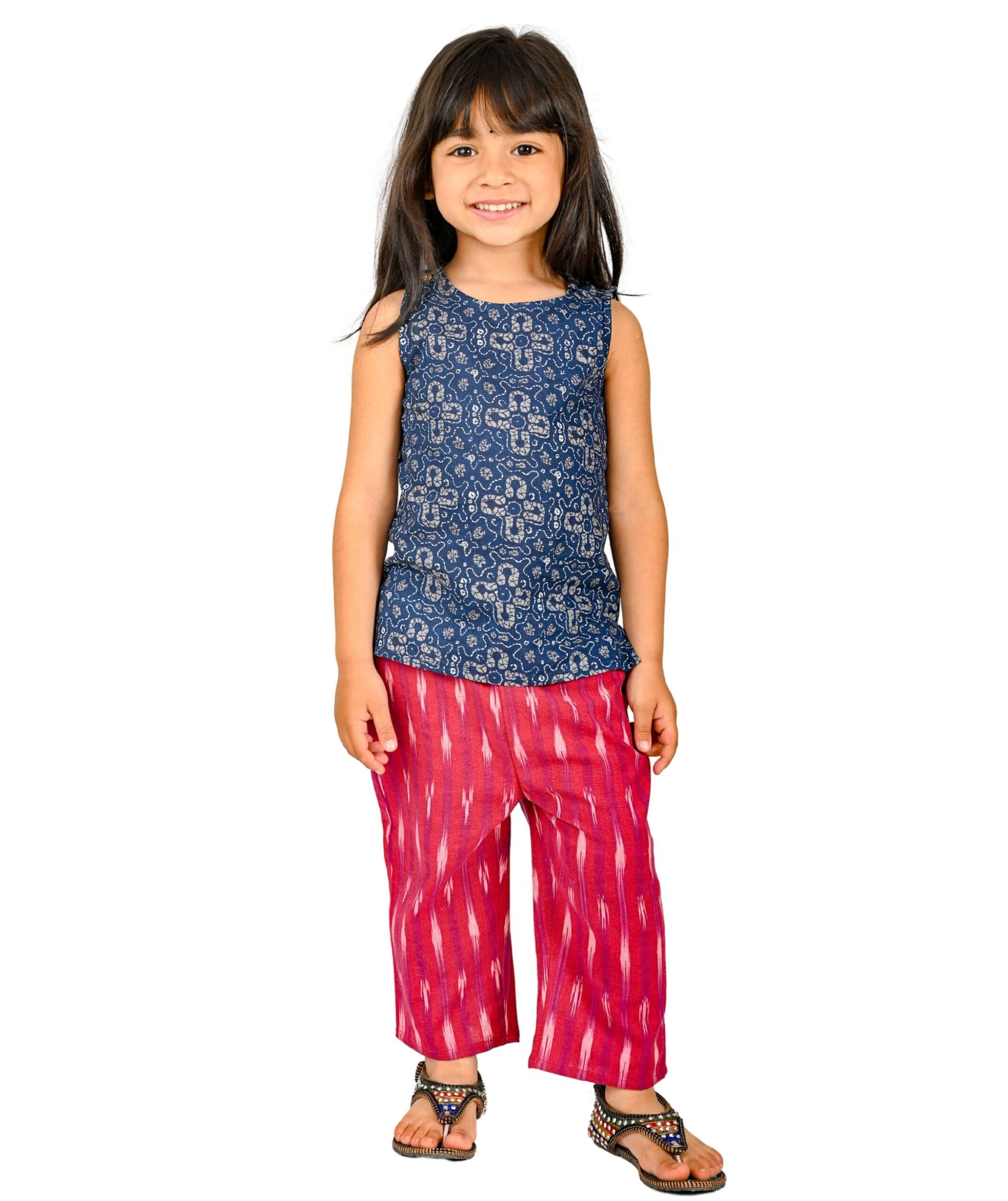 Baby Girls Cotton Top With Pant – Blue & Pink Clothing Set