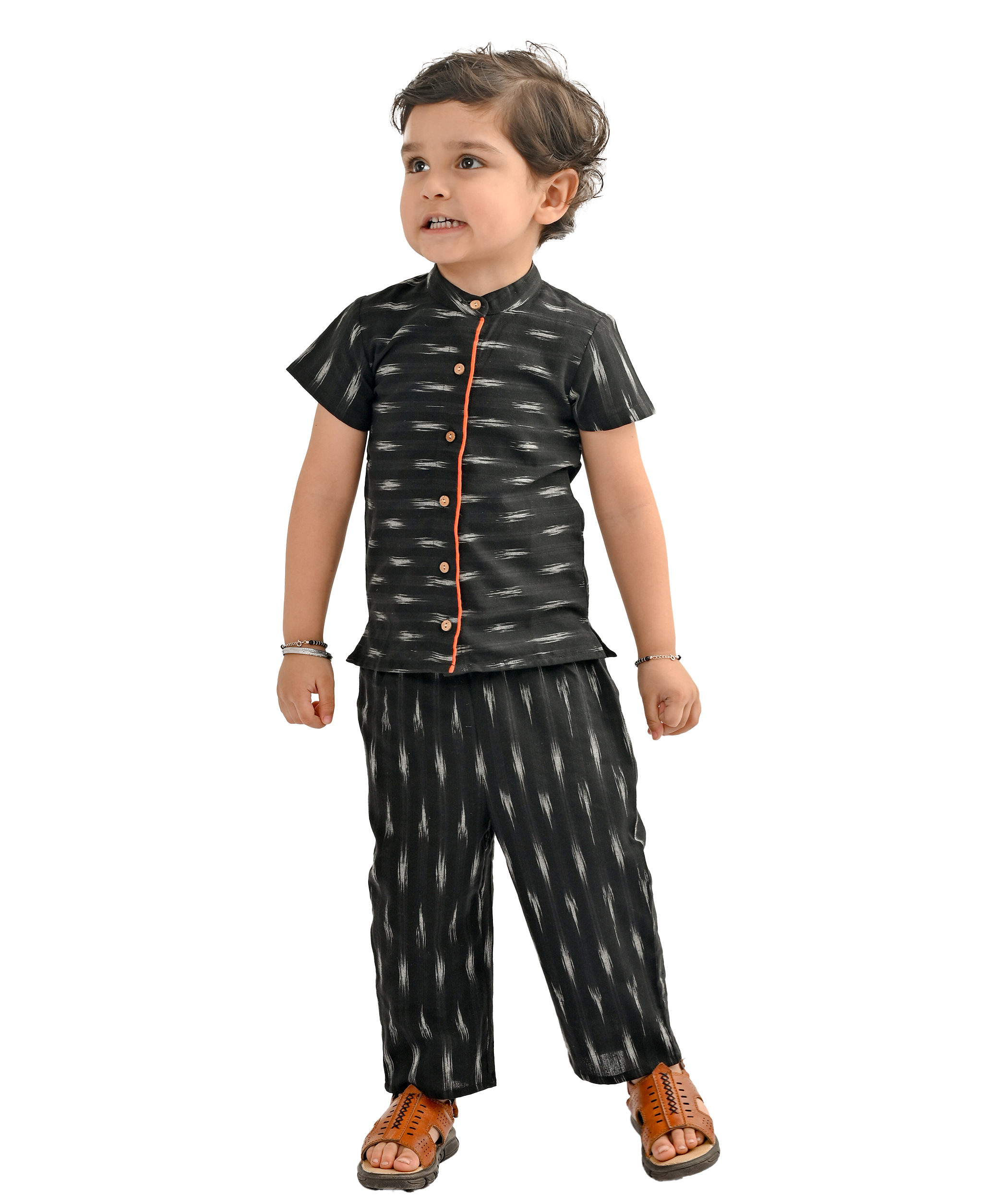 Baby Boys Dress Cotton Clothes Shirt Pant Co-ord Set 1 To 4 Years Black Half Sleeves Festival Ethnic Wear Children Birthday Party Outfits Tiny Bunnies 1 2 3 4