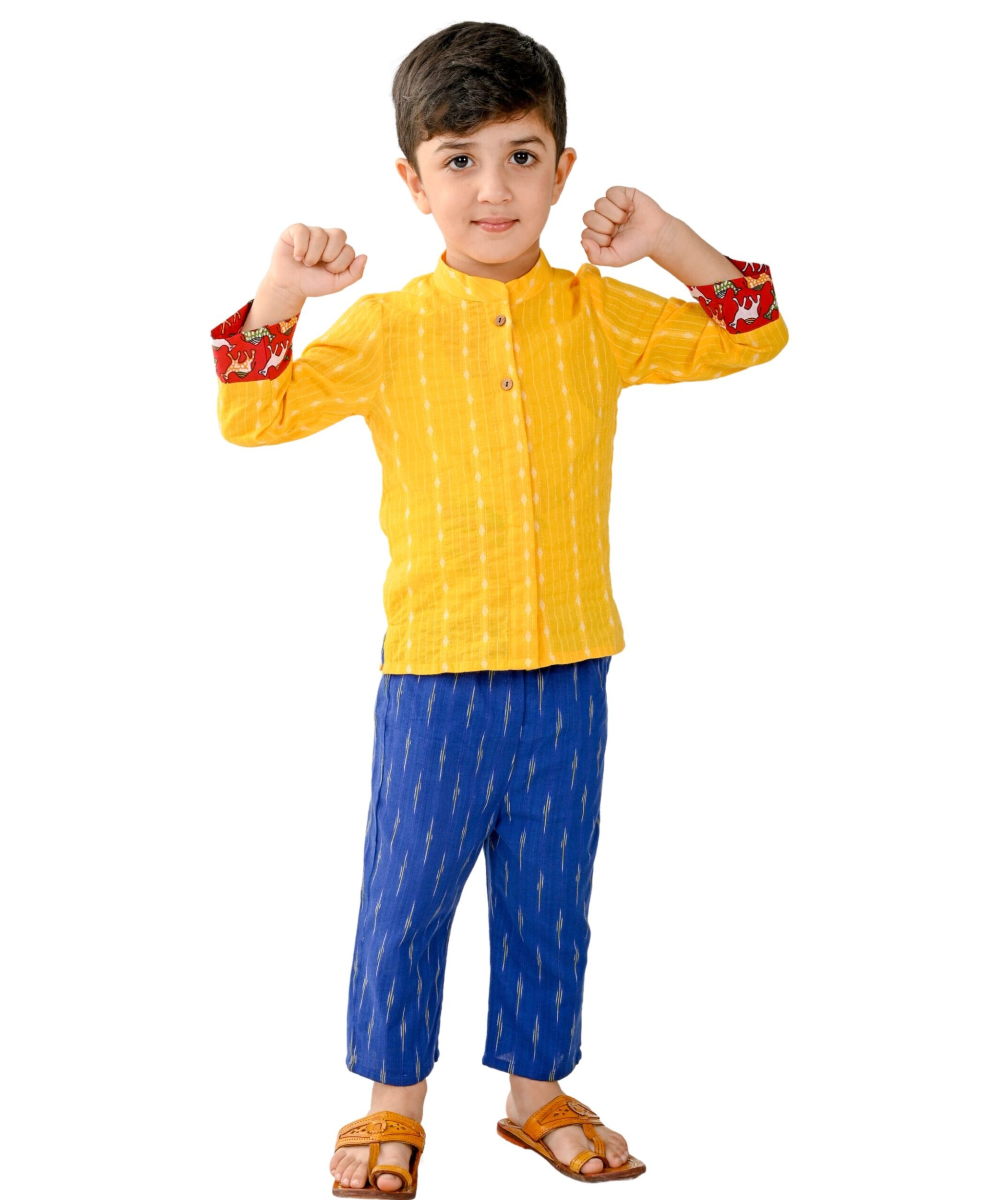 Baby Boys' Dress Cotton Clothes Shirt Pant Set 1-2 Years Yellow Blue Children Full Sleeve Festival Ethnic Wear Kids Birthday Party Outfit Tiny Bunnies 2-3 3-4