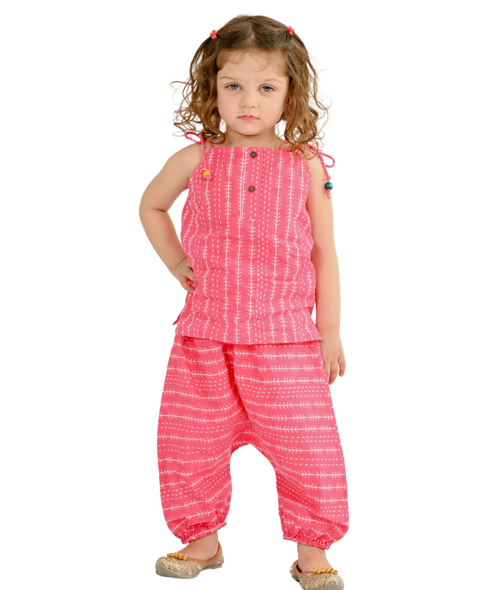 Baby Girls Cotton Top With Pant - Pink & Blue Clothing Set