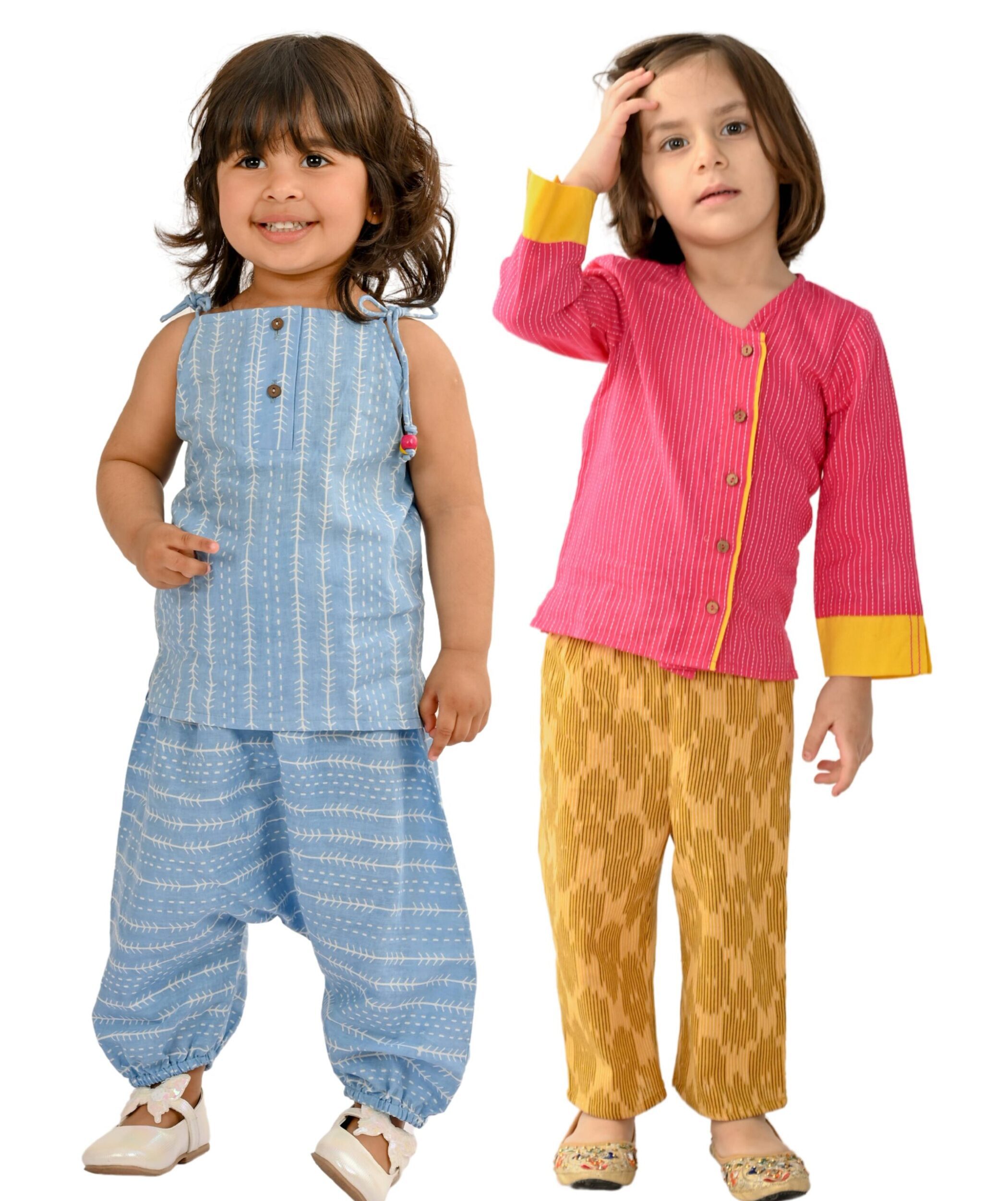 Baby Girls Cotton Clothes Top With Pant pink yellow blue Combo Set
