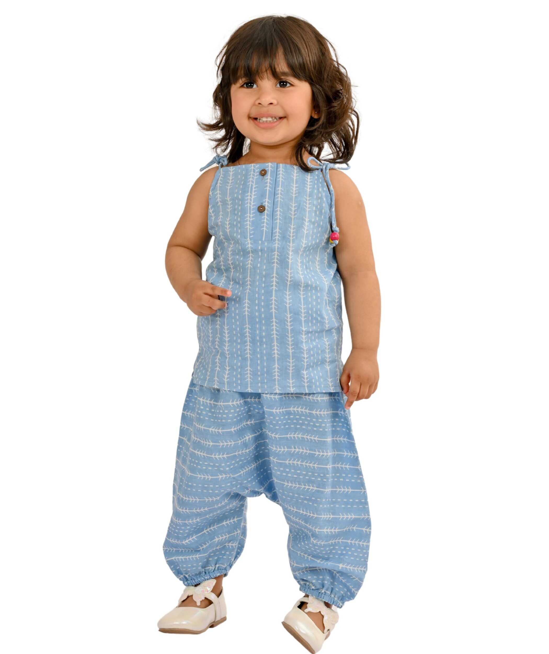 Baby Girls Cotton Top With Pant blue Clothing Set