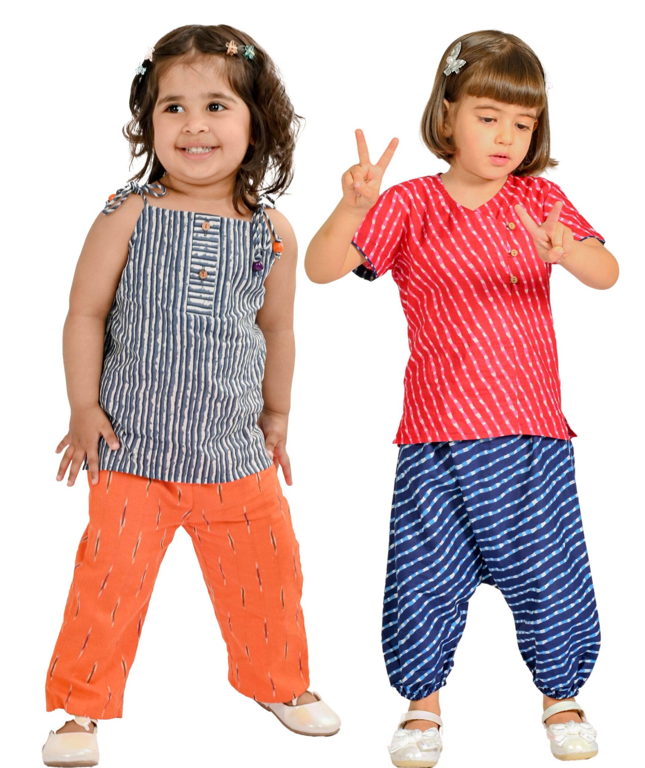 Baby Girls Cotton Clothes Top With Pant Set Combo Pack grey orange pink blue