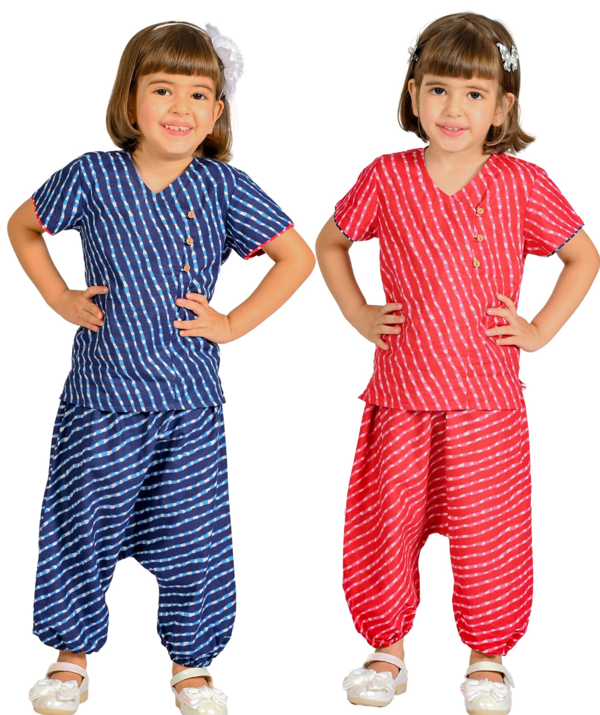 Tiny Bunnies Baby Girls Clothes Cotton Kurta Top Pant Set 1 Year To 4 Years Kids Birthday Party Dresses Children Festival Outfits Combo Pack Blue & Pink