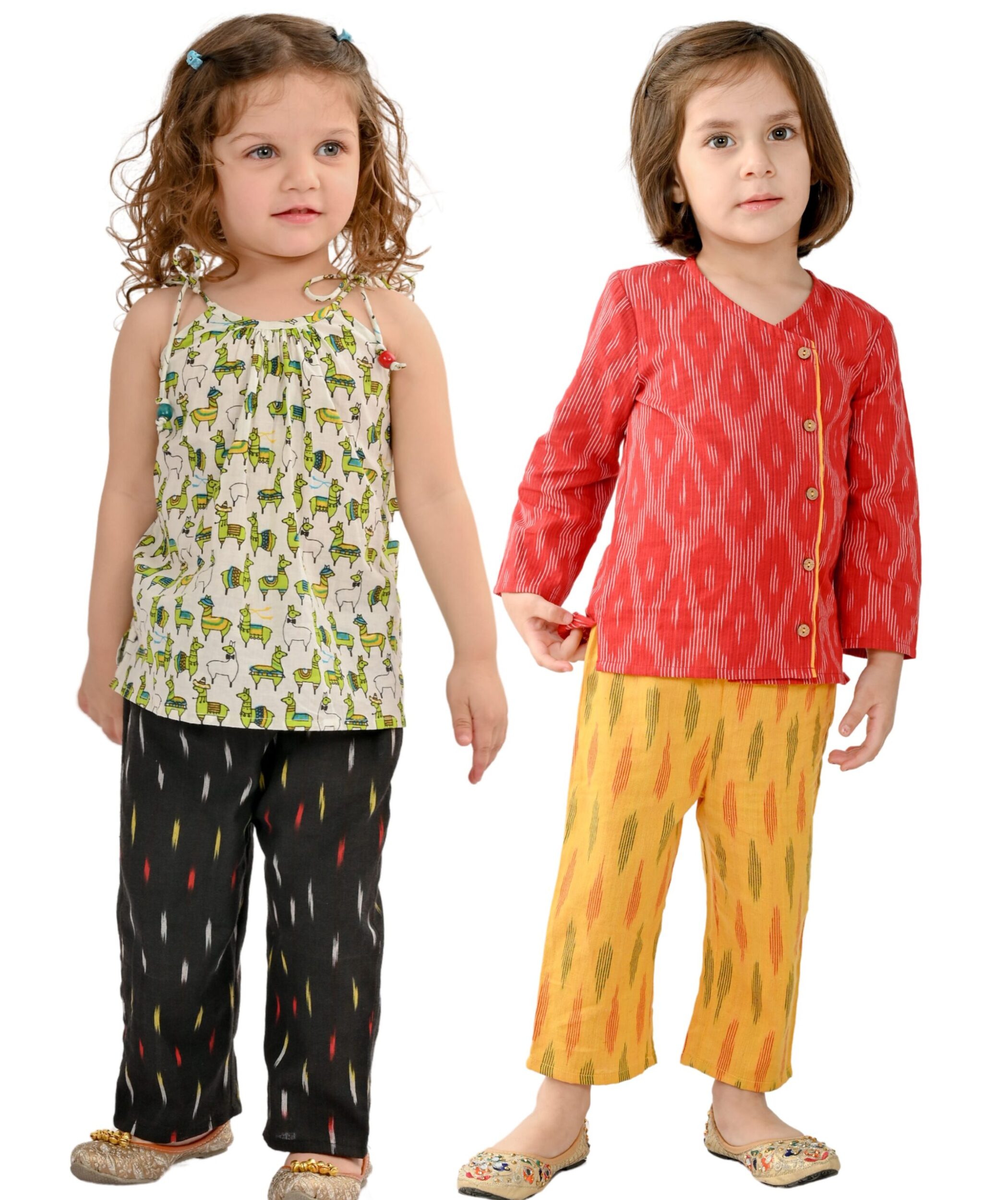 Tiny Bunnies Baby Girl Dress Cotton Clothes Top Pant Set 1 Year To 4 Years Kid Summer Wear Children Shoulder Tie Birthday Party Outfit White:Black & Red:Yellow