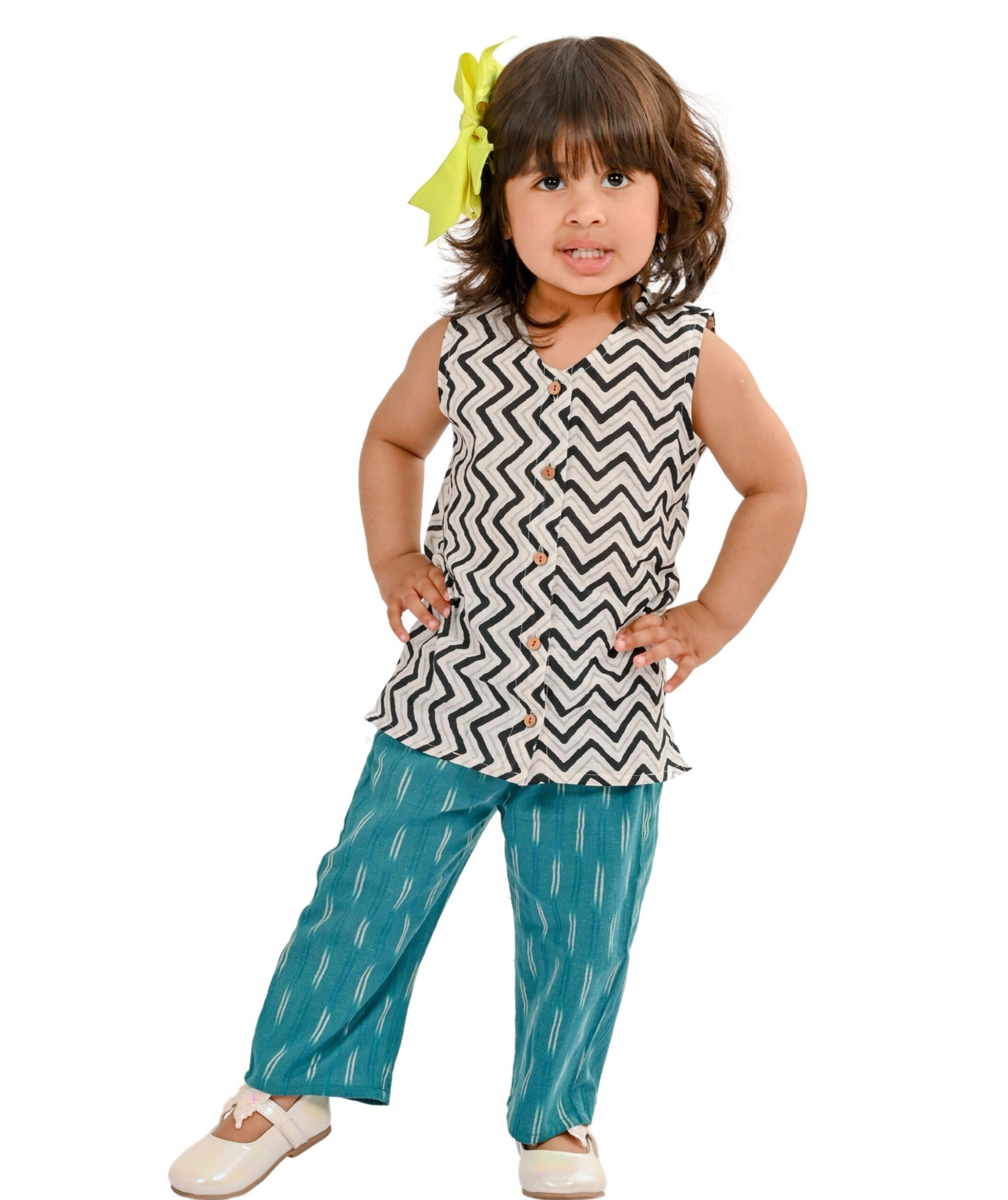 Kids Girls Dress Summer Wear Clothes Top Pant Set - White:Blue
