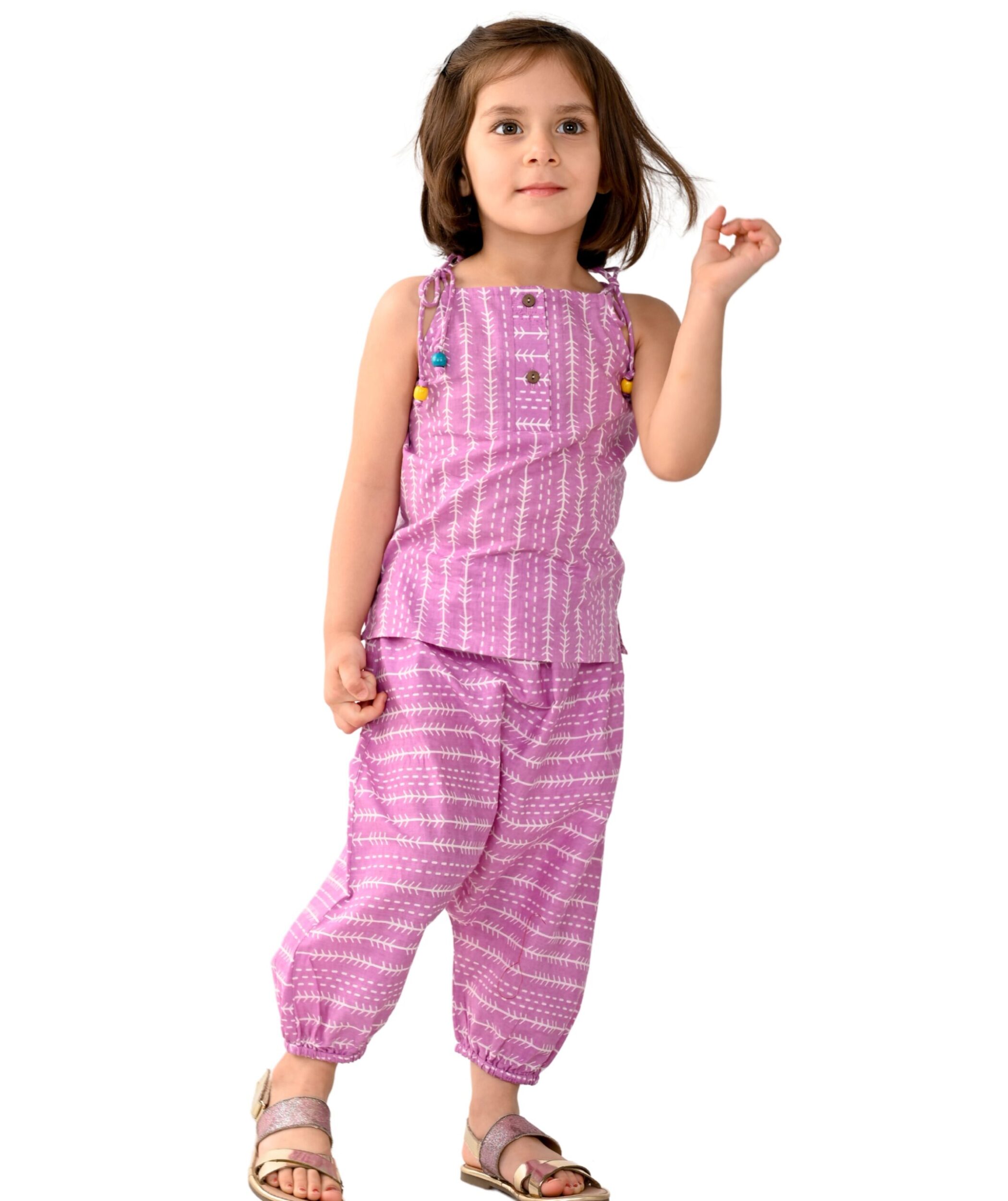 Party Wear Co-ord Set for Baby Girl Cotton Clothing Set - Purple