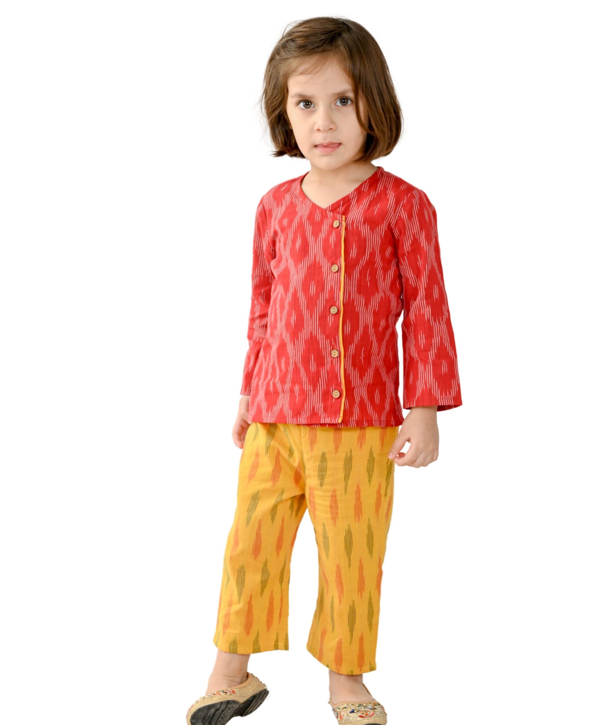 Baby Girl Party Dress Kids Cotton Clothes Top Pant Set-Red:Yellow
