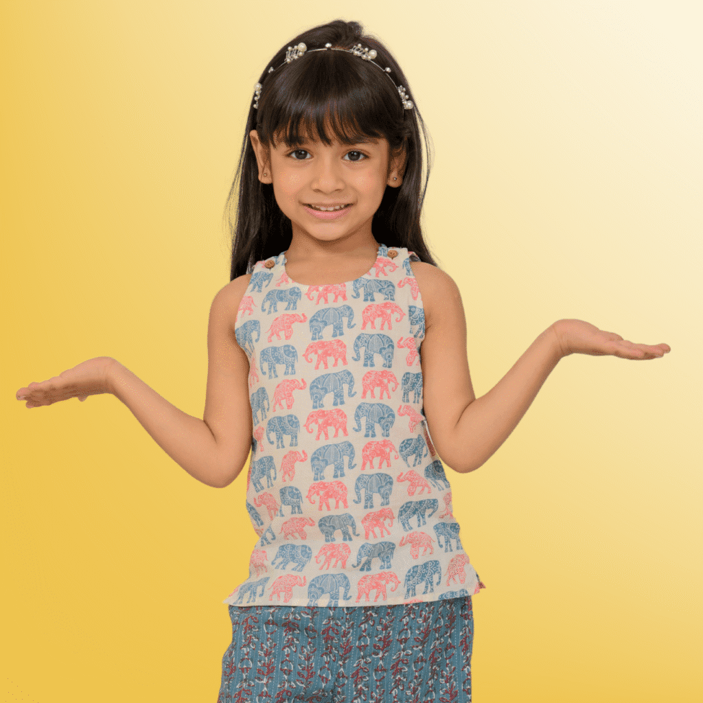 Baby Girls Pure Cotton Clothes toddler dresses Infant oufits Children garments Apparels elephant print sleeveless top blue pant
