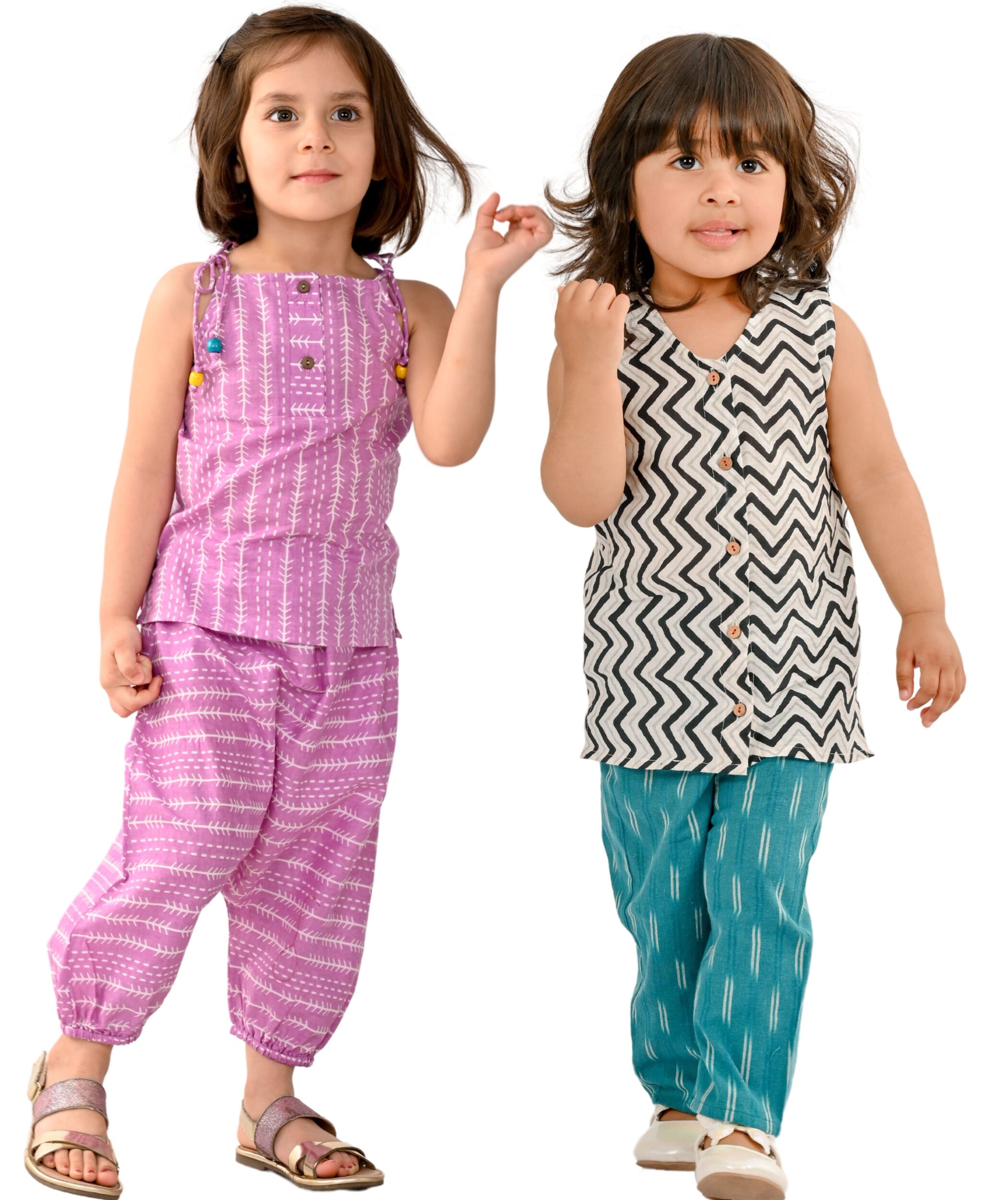 Baby Girls Dress Cotton Clothes Top Pant Set 1-2 Years Kids Summer Wear Children Sleeveless Shoulder Tie Party Outfit Purple & White:Blue Tiny Bunnies 2-3 3-4