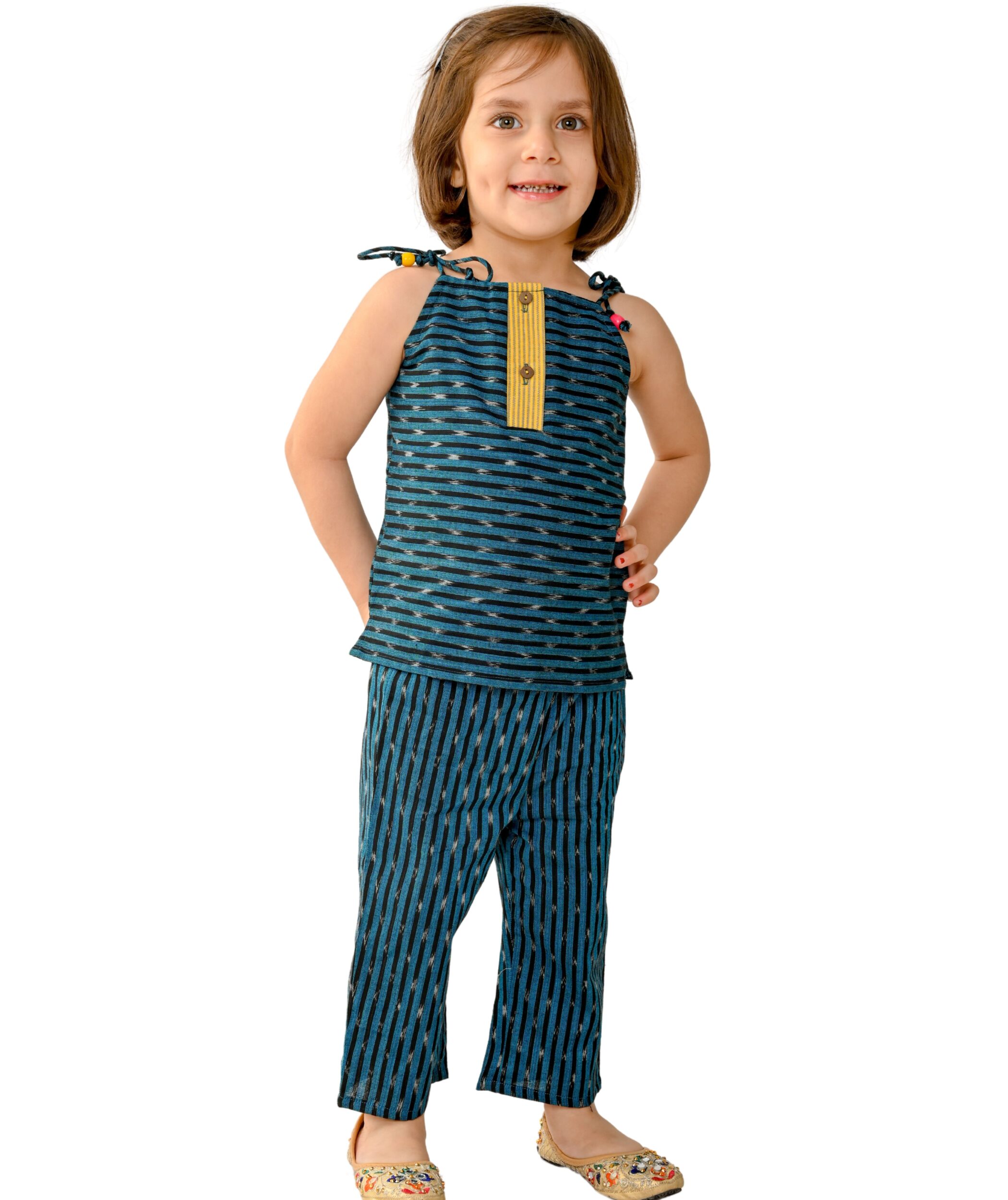 Baby Girls' Dresses Cotton Clothes Top Pant Co-ord Set 1 To 4 Years Blue Shoulder Tie Birthday Party Outfit Kids Sleeveless Festival Wear Tiny Bunnies