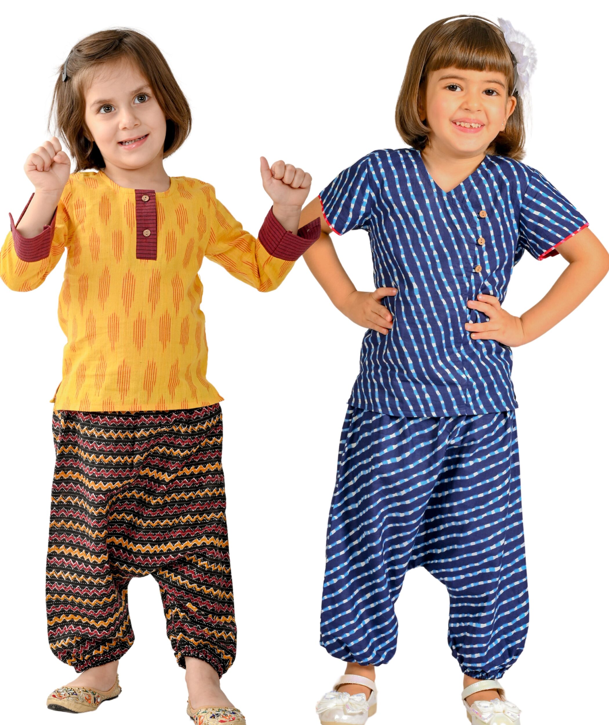 Baby Girls Dress Cotton Clothes Top Pant Set 1-2 Years Kids Birthday Party Outfit Children Festival Wear With Sleeve Yellow:Maroon & Blue Tiny Bunnies 2-3 3-4