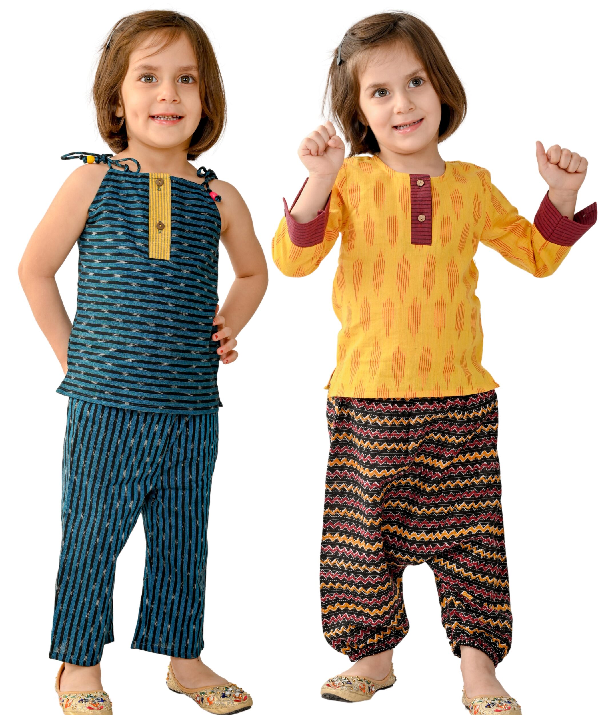 Baby Girls Dresses Cotton Clothes Top Pant Set 1-2 Year Kids Summer Wear With Sleeves Children Birthday Party Outfit Blue & Yellow:Maroon Tiny Bunnies 2-3 3-4