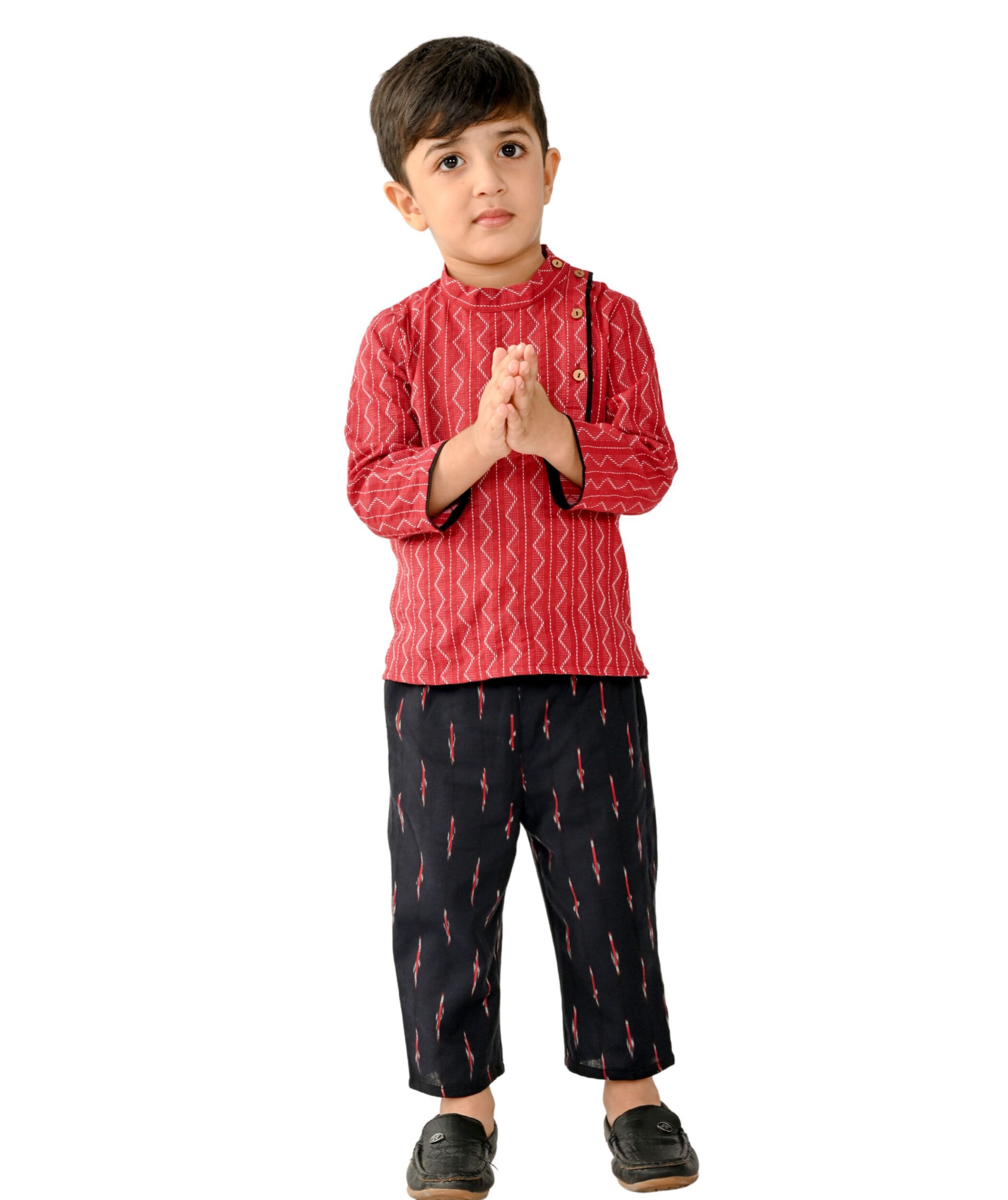 Baby Boys Dress Cotton Clothes Shirt Pant Set 1-2 Years Maroon Black Kids Festival Ethnic Wear Children Full Sleeve Birthday Party Outfit Tiny Bunnies 2-3 3-4