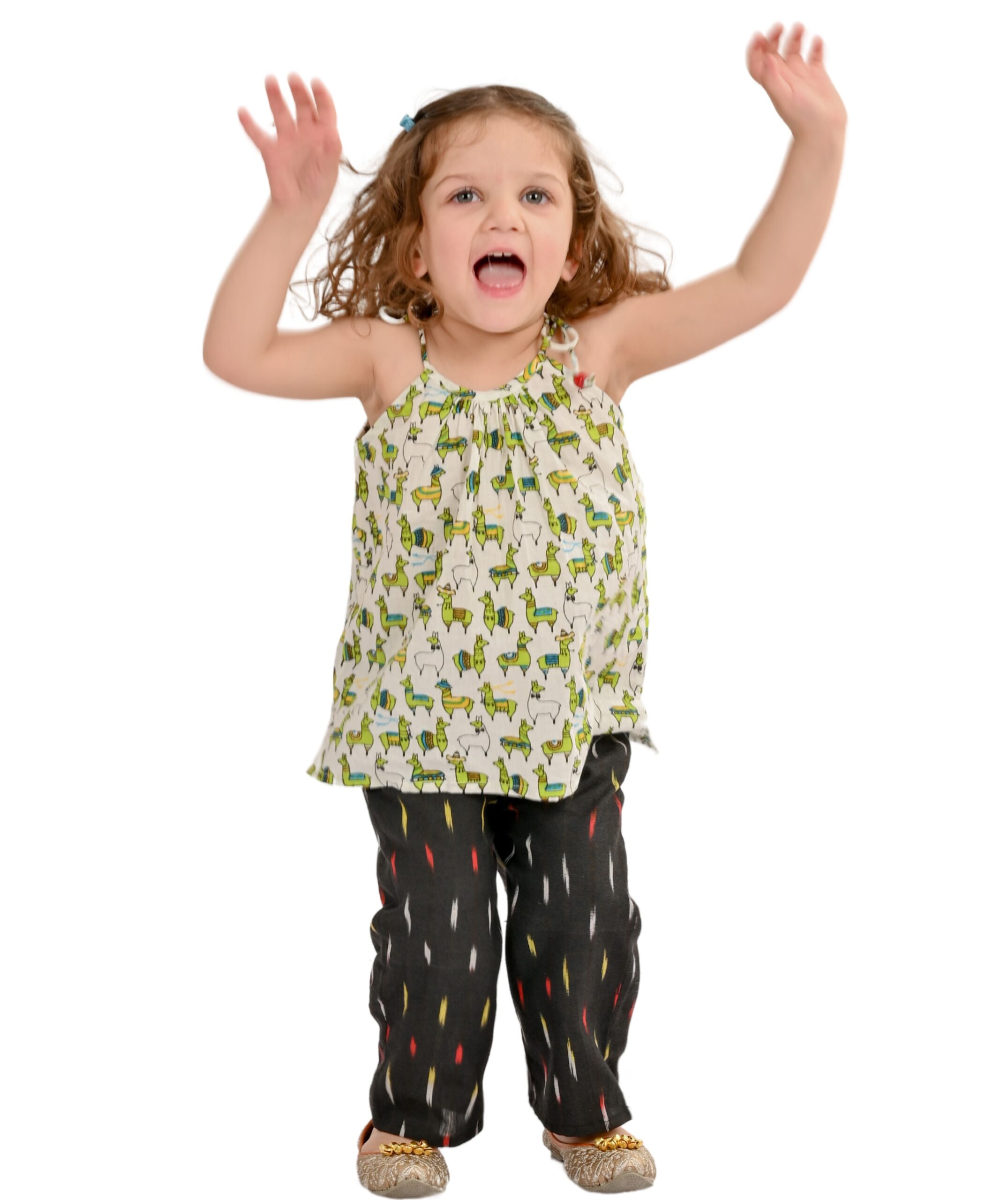 Tiny Bunnies Baby Girl Dress Cotton Clothes Top Pant Set 1 Year  To 4 Years White Black Kids Shoulder Tie Sheep Print Party Outfit Children Ethnic Festival Wear