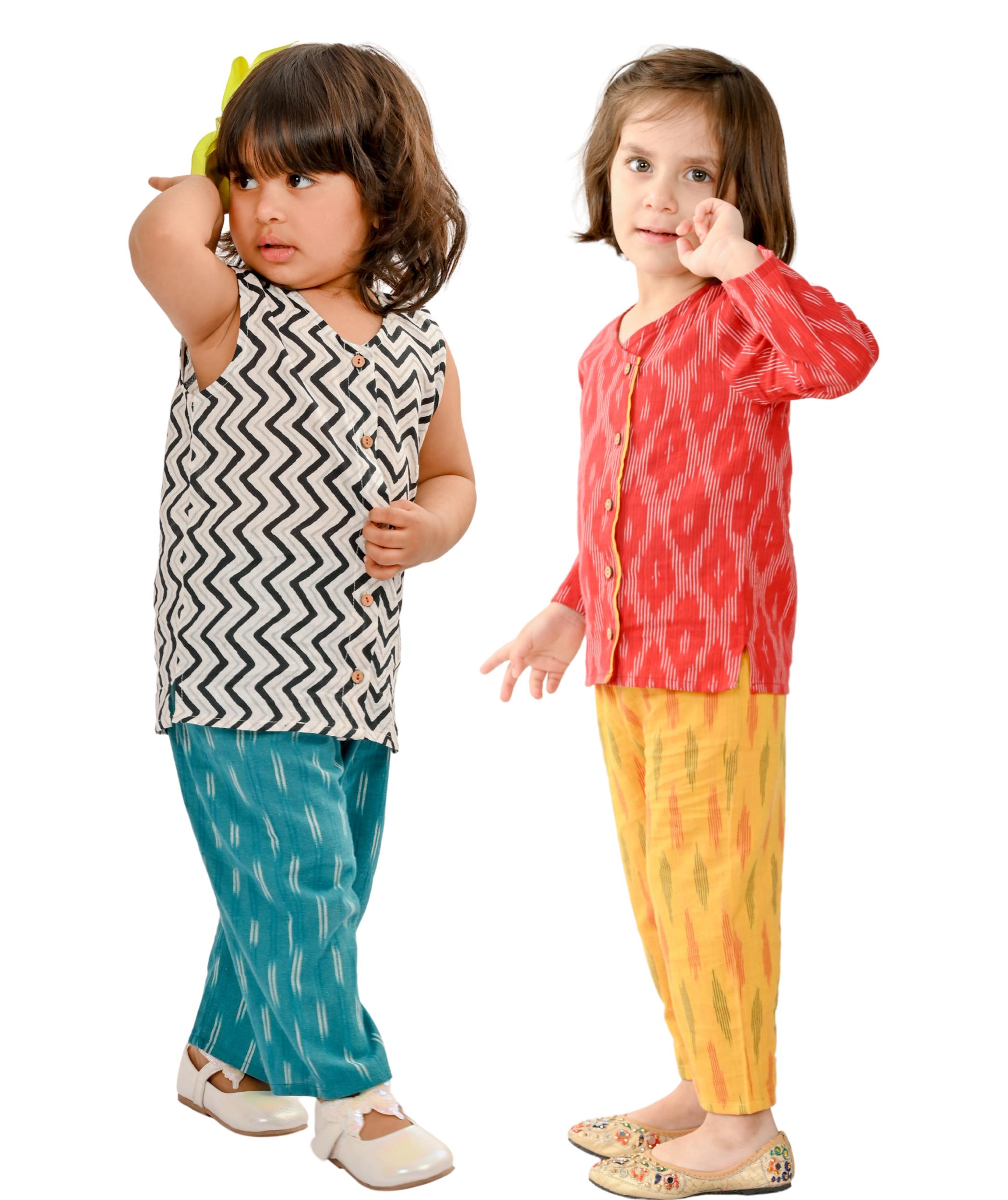 Baby Girls' Dresses Cotton Clothes Top Pant Set 1-2 Years Kids Birthday Party Outfits Children Summer Infant Wear Red:Yellow & White:Blue Tiny Bunnies 2-3 3-4