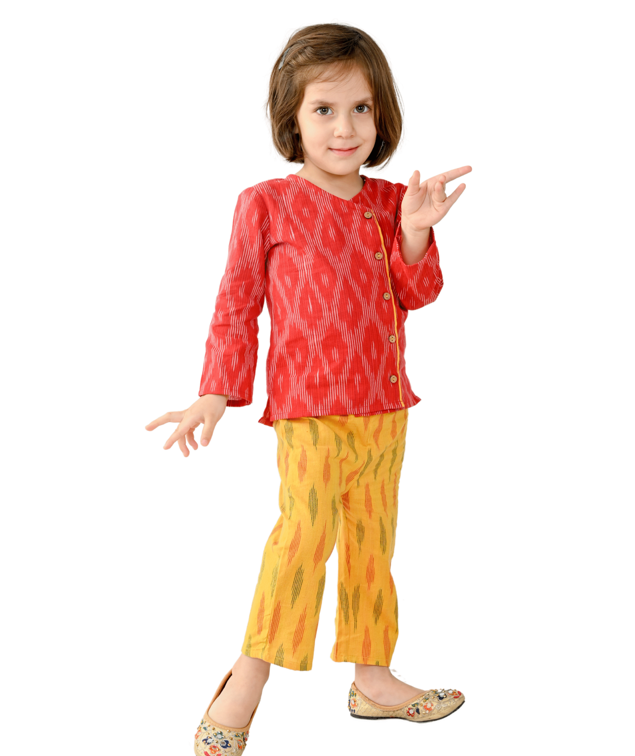 Baby Girl Party Dress Kids Cotton Clothes Top Pant Set-Red:Yellow