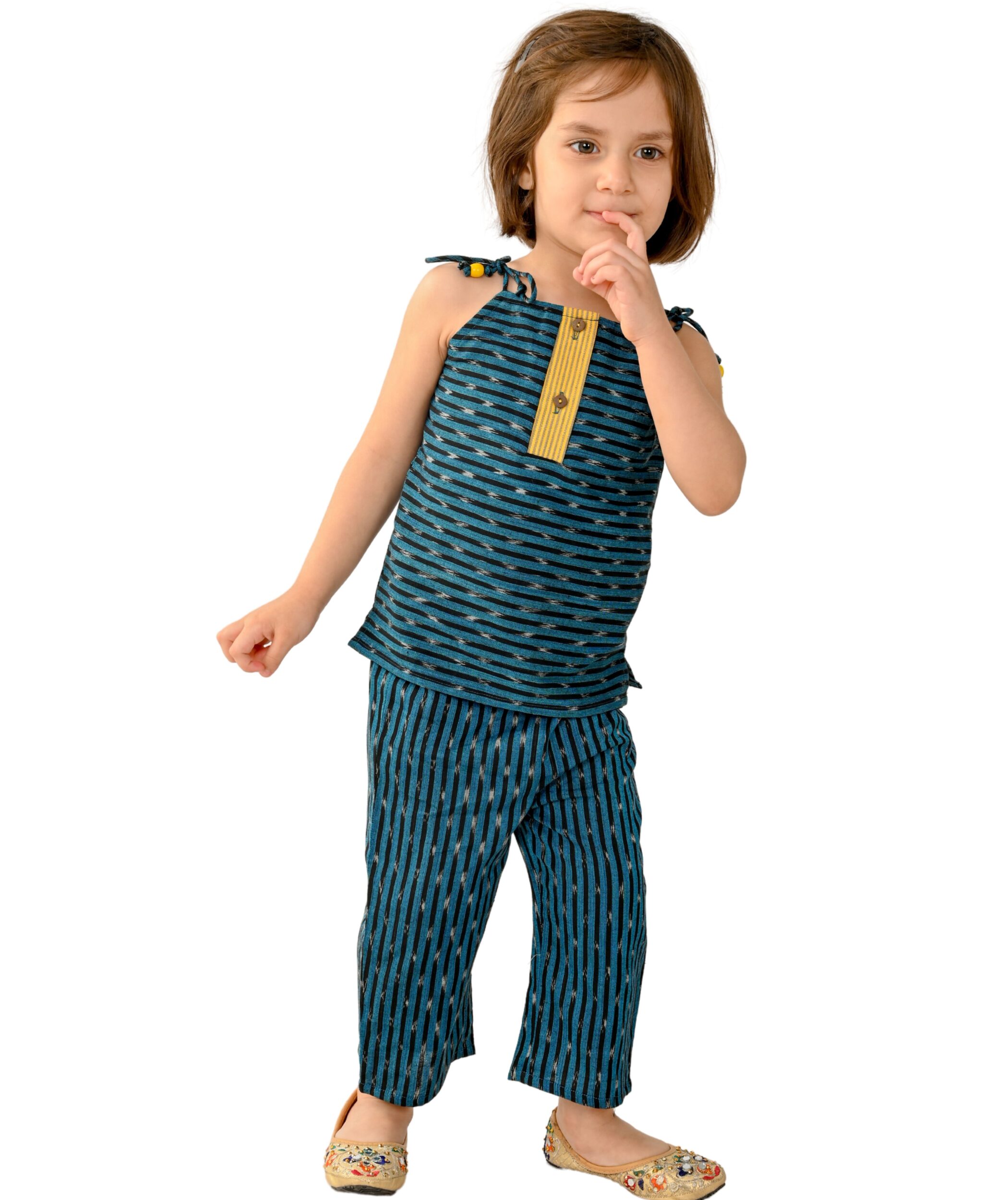 Baby Girls' Dresses Cotton Clothes Top Pant Co-ord Set 1 To 4 Years Blue Shoulder Tie Birthday Party Outfit Kids Sleeveless Festival Wear Tiny Bunnies