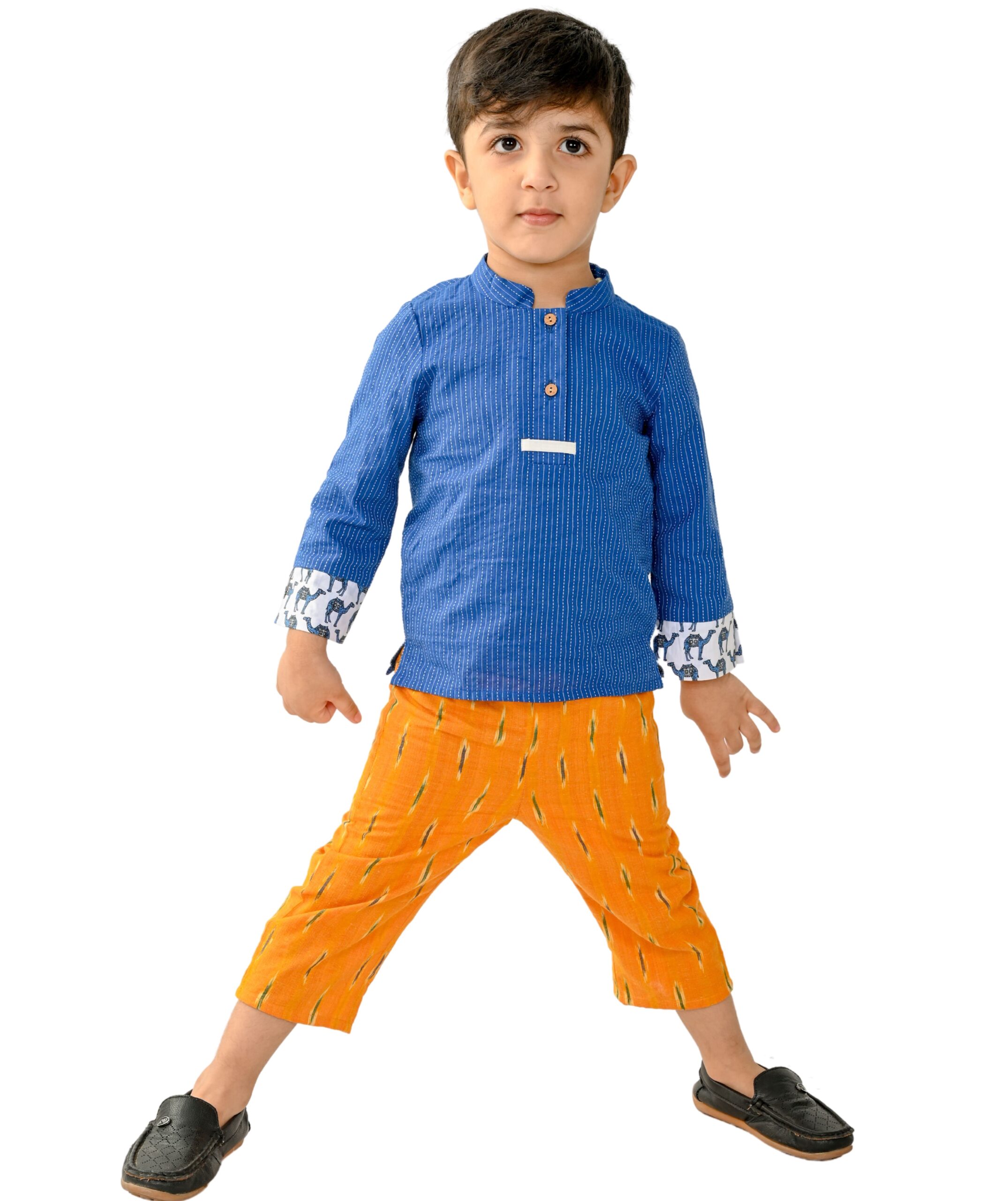 Baby Boys' Dresses Cotton Clothes Shirt Pant Set 1-2 Years Blue Yellow Full Sleeves Festival Ethnic Wear Children Birthday Party Outfits Tiny Bunnies 2-3 3-4