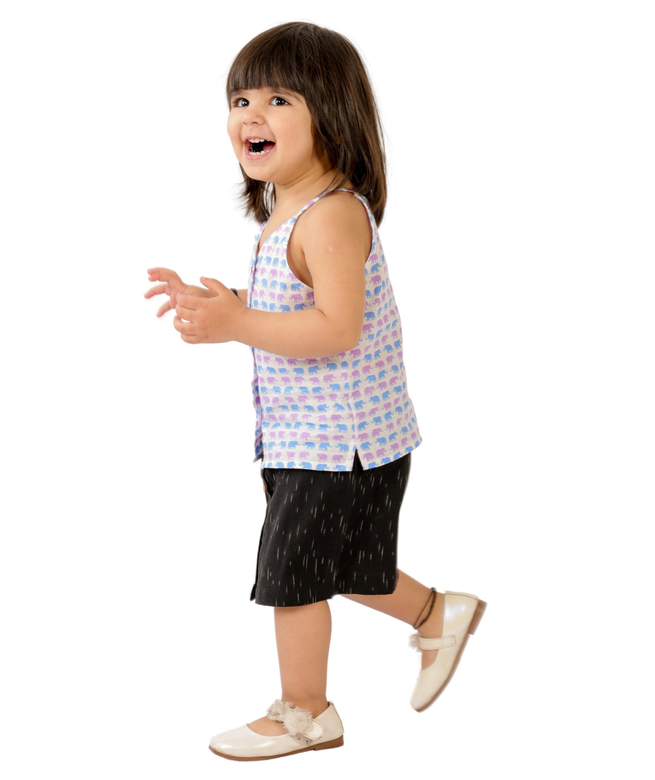 Tiny Bunnies Baby Girls Dress Cotton Clothes Top Skirt Set 1 -2 Years White Black Children Festival Style Wear Kids Sleeveless Biirthday Party Outfits 2-3 3-4