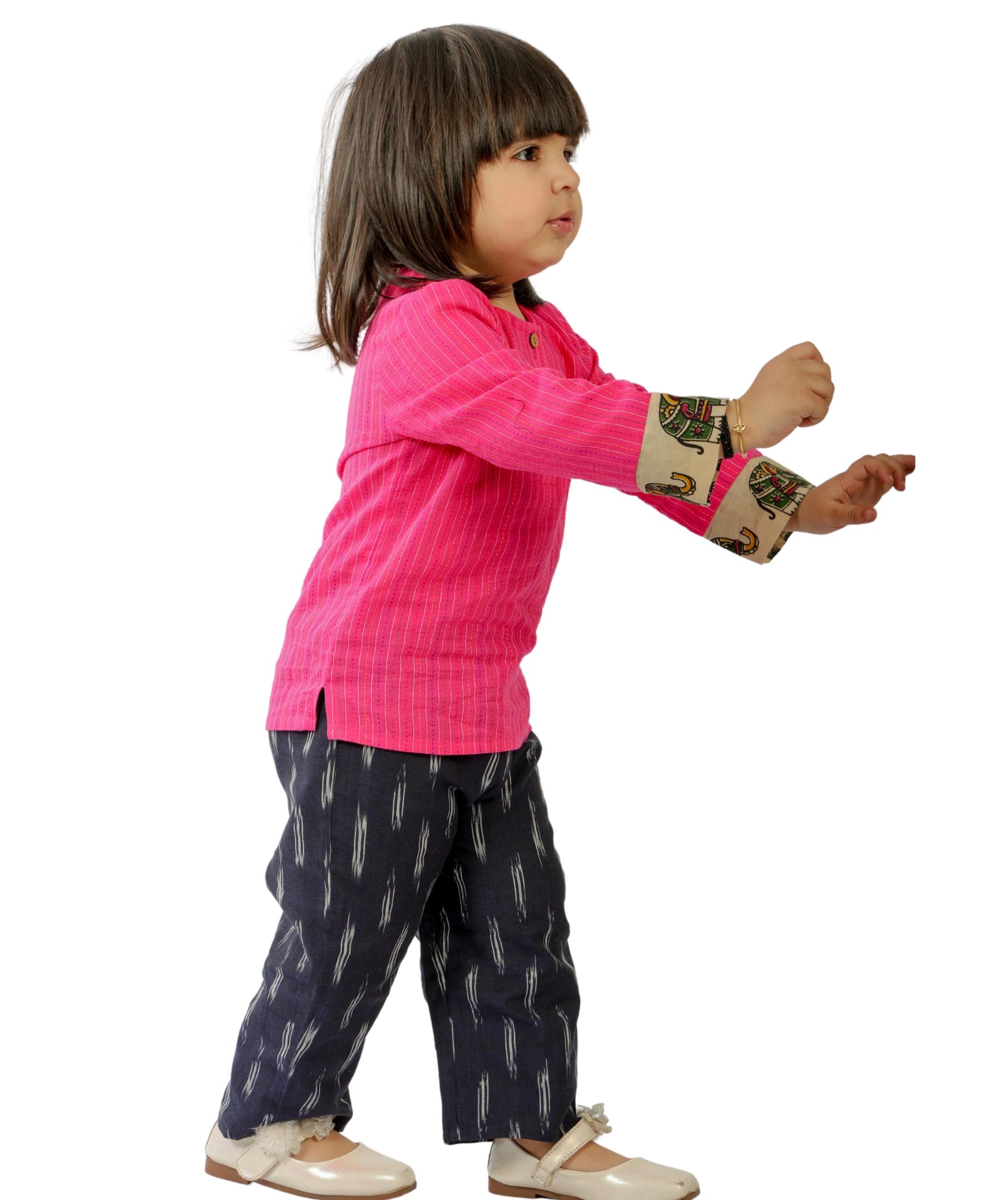 Baby Girls' Dresses Cotton Clothes Top Pant Set 1-2 Years Pink Blue Children Full Sleeves Festival Ethnic Wear Kids Birthday Party Outfit Tiny Bunnies 2-3 3-4