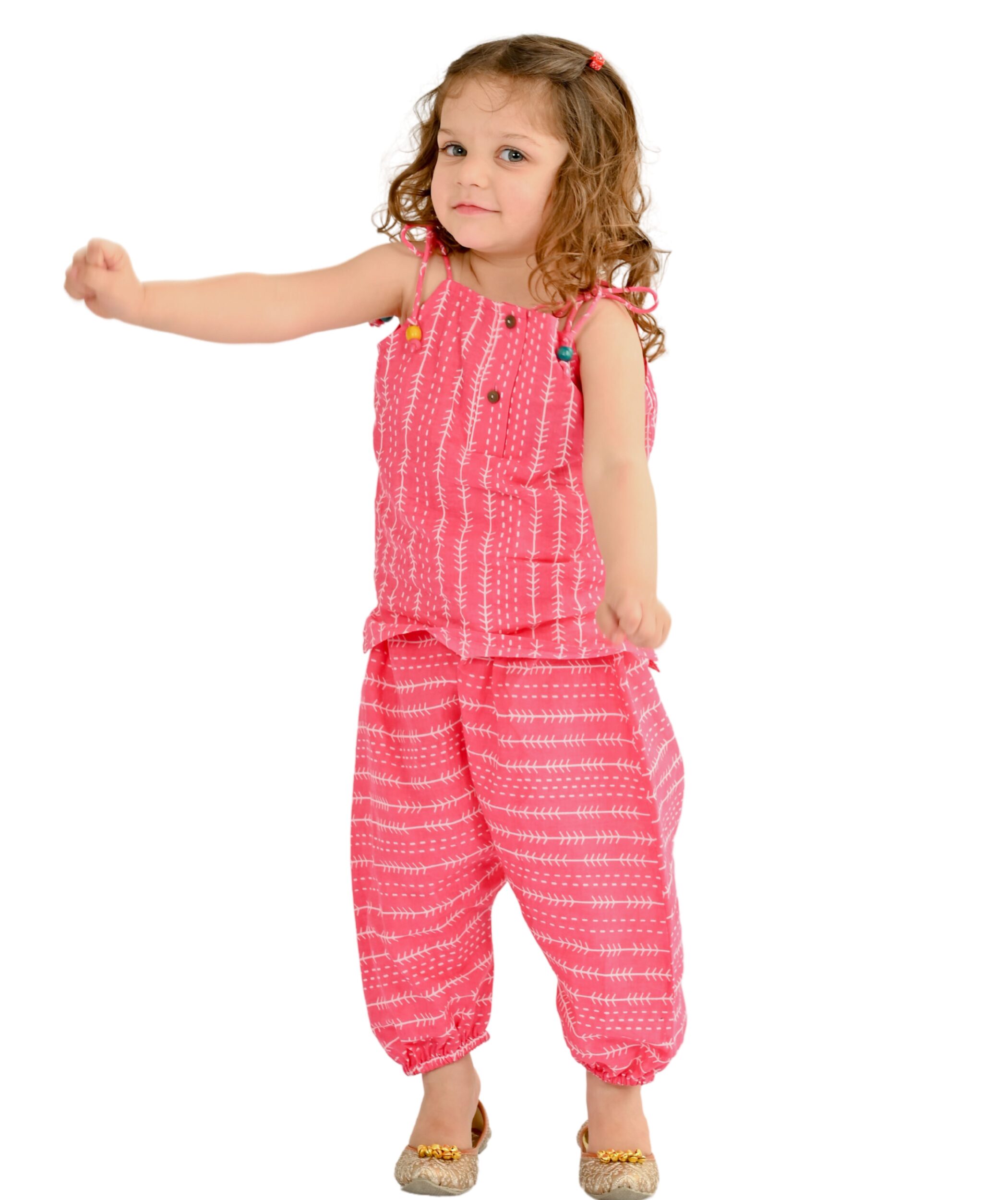 Baby Girls Cotton Top With Pant - Pink Clothing Set