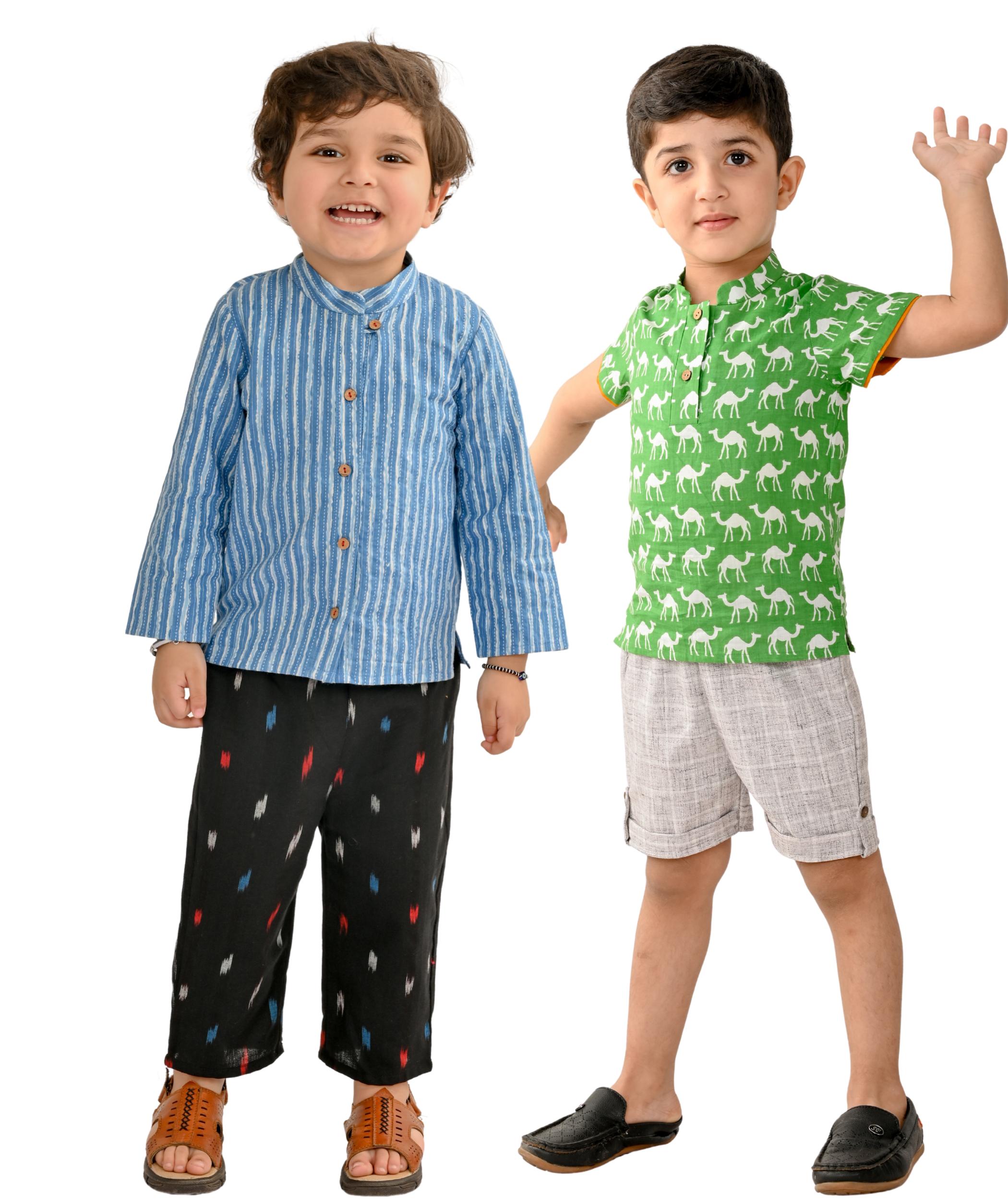 Baby Clothes Infant Boys Party Dress – Blue:Black & Green:Grey 1-2 years, 2-3 3-4