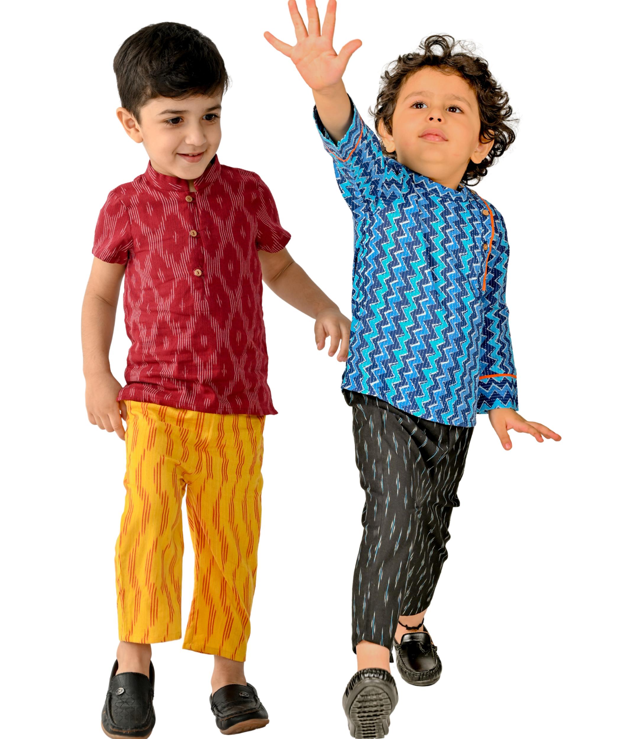 Kids Boys Clothes Baby Party Dress – Maroon:Yellow & Blue:Black