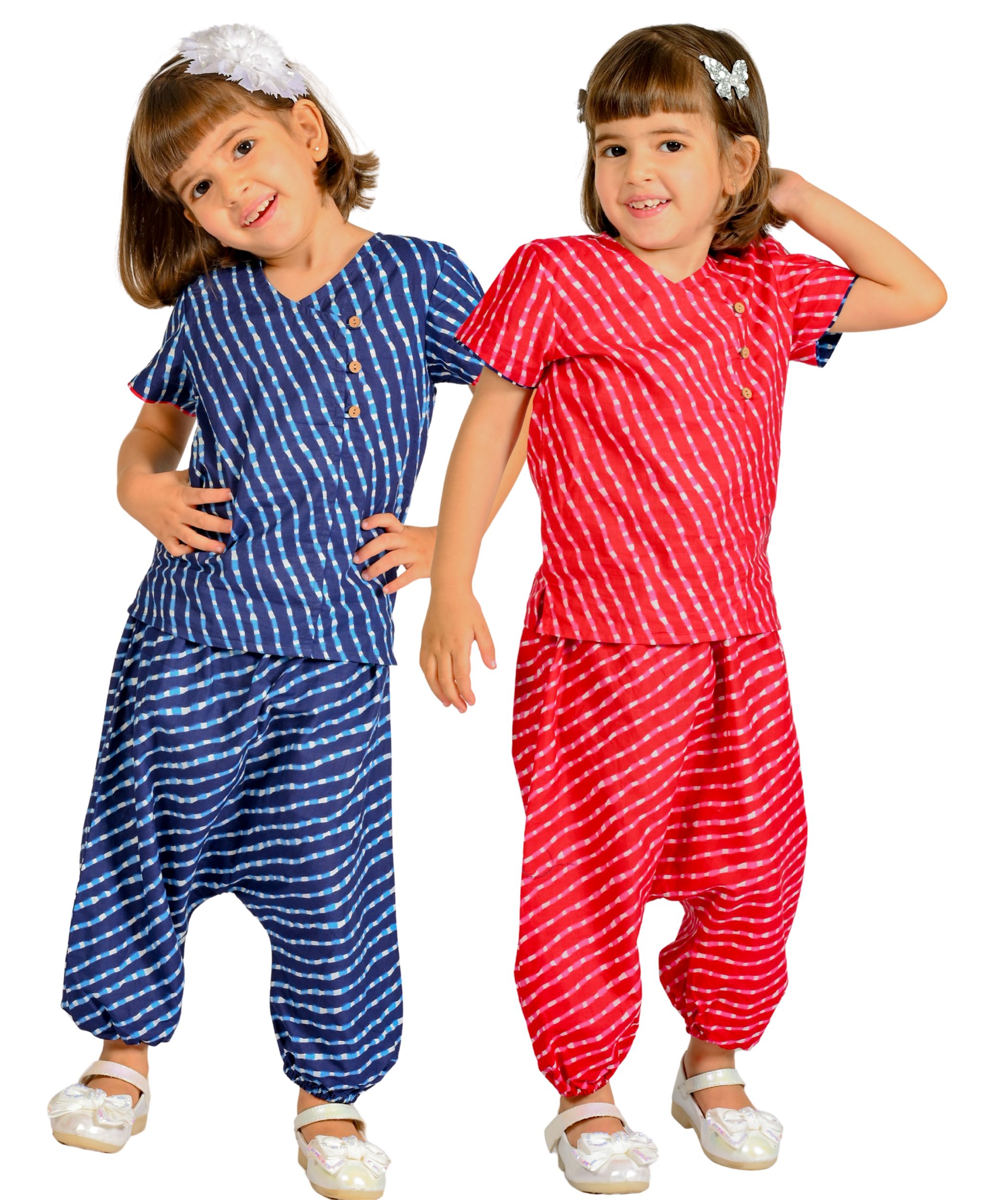 Tiny Bunnies Baby Girls Clothes Cotton Kurta Top Pant Set 1 Year To 4 Years Kids Birthday Party Dresses Children Festival Outfits Combo Pack Blue & Pink