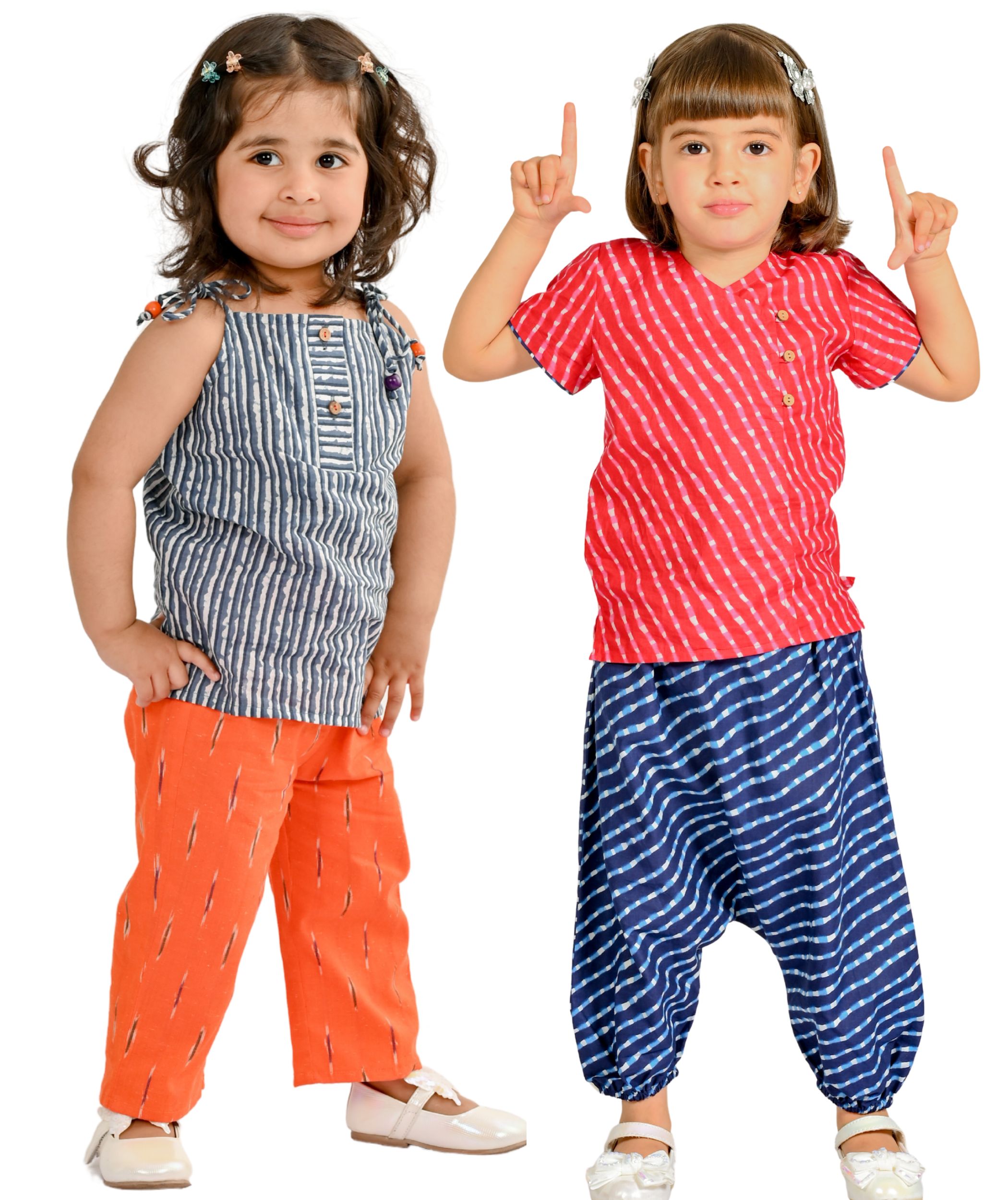 Baby Girls Cotton Clothes Top With Pant Set Combo Pack grey orange pink blue